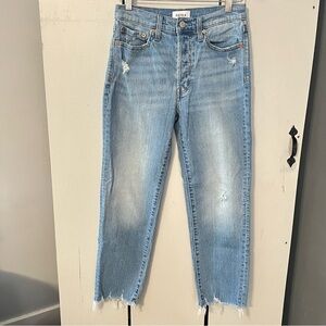 Pistola  Blue Cropped Ankle Jeans with Distressed Finish